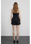 Toka Detaylı Şort Etek Siyah