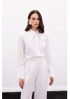 Yaka Ve Manşet Aksesuarlı Gömlek - Ekru