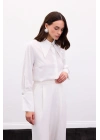 Yaka Ve Manşet Aksesuarlı Gömlek - Ekru