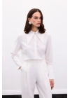 Yaka Ve Manşet Aksesuarlı Gömlek - Ekru