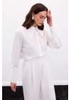 Yaka Ve Manşet Aksesuarlı Gömlek - Ekru