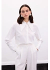 Yaka Ve Manşet Aksesuarlı Gömlek - Ekru