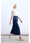 Yüksek Bel Saten Etek - Lacivert