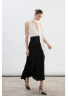 Yüksek Bel Saten Etek - Siyah