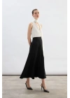 Yüksek Bel Saten Etek - Siyah
