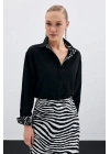 Zebra Desenli Klasik Gömlek - SİYAH