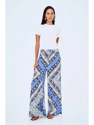 Kadın geniş paça desenli pantolon