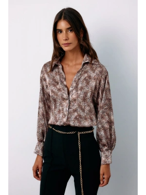 Leopar Desenli Gömlek - Camel