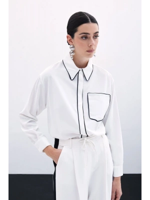 Cep Detaylı Salaş Gömlek - Ekru
