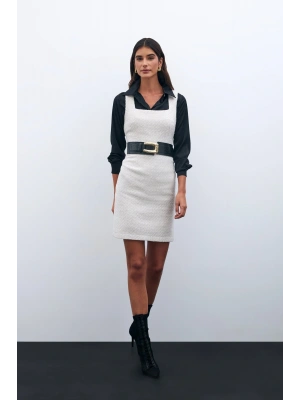 Mini Tüvit Elbise - Taş