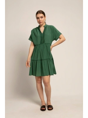 YARASA KOL DANTEL DETAYLI ELBİSE