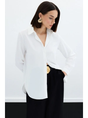 Düz Klasik Gömlek - Ekru