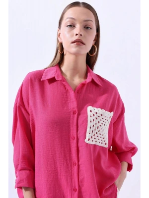 Örgü Cepli Fuşya Gömlek 34158