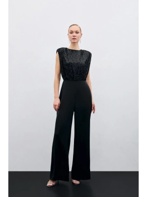 Payetli Saten Tulum - Siyah