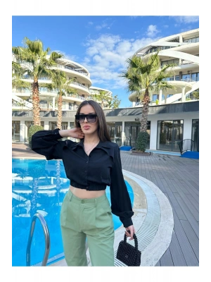 CROP BLUZ SİYAH