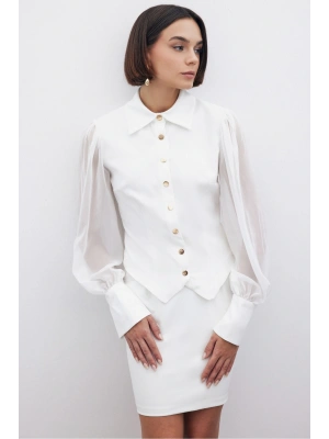 Şifon Kol Gömlek - Ekru