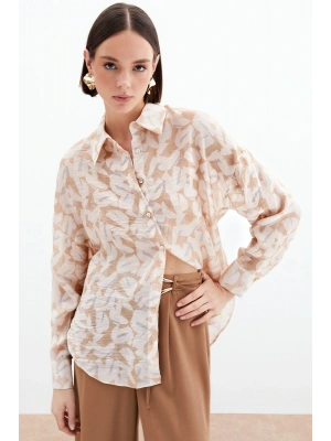 Desenli Viskon Gömlek - Taş