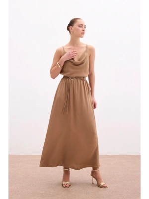 Kemerli Uzun Etek - Haki