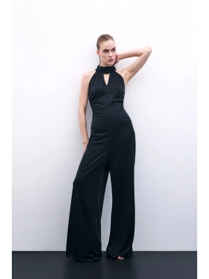 Kolsuz Parlak Tulum - Siyah