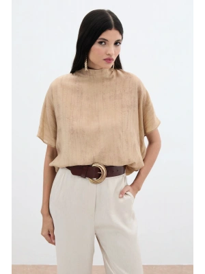 Desenli Salaş Bluz - Camel