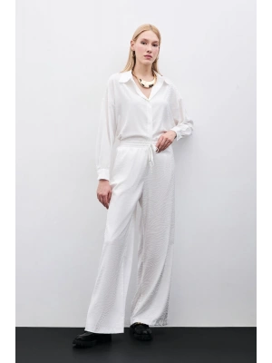 Zebra Desenli Salaş Pantolon - Ekru