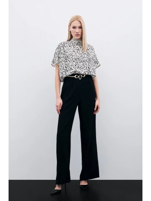 Yarasa Kol Desenli Bluz - Siyah