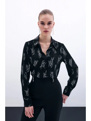 Baskılı Klasik Gömlek - Gümüş