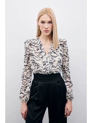 Puantiye Dokulu Bodysuit - Siyah