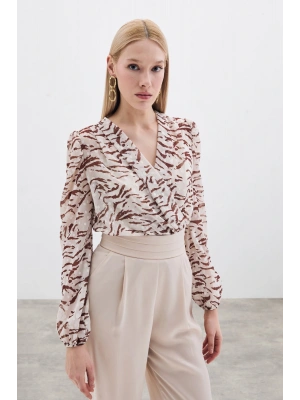 Puantiye Dokulu Bodysuit - Kahve