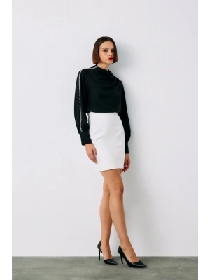 Omuz Aksesuarlı Bluz - SİYAH