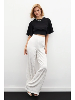 Jakarlı Salaş Pantolon - Ekru