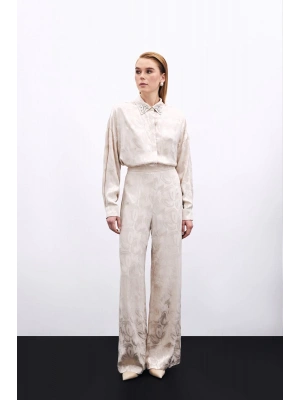 Jakarlı Salaş Pantolon - Bej