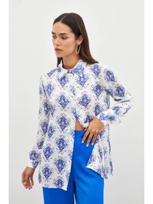 Desenli Düz Gömlek - SAX MAVİ