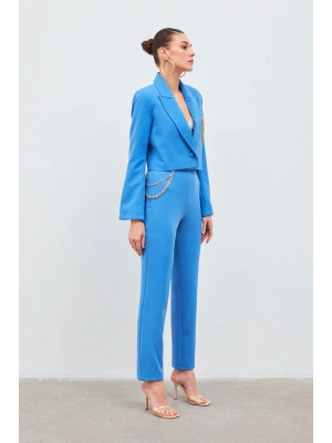 Zincir Aksesuarlı Pantolon - Mavi