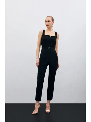 Bel Aksesuarlı Pantolon - Siyah