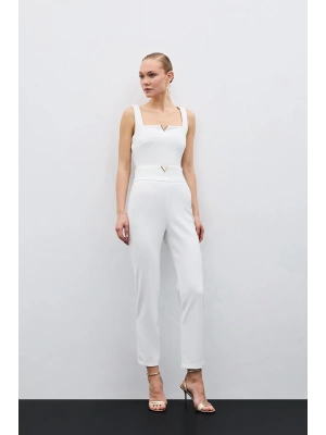 Bel Aksesuarlı Pantolon - Ekru