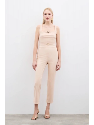 Bel Aksesuarlı Pantolon - Bej