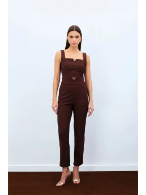 Bel Aksesuarlı Pantolon - Kahve