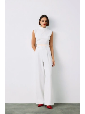 Bel Aksesuarlı Pantolon - Ekru