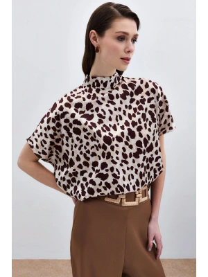 Yarasa Kol Salaş Bluz - Bej-Kahve