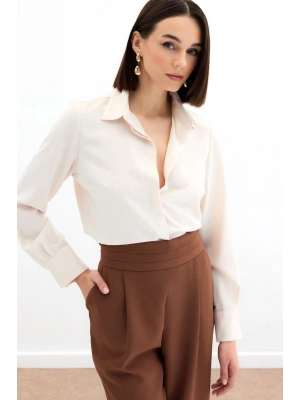 Klasik Düz Gömlek - Bej