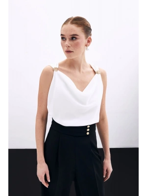 Degaje Yaka Bluz - Ekru