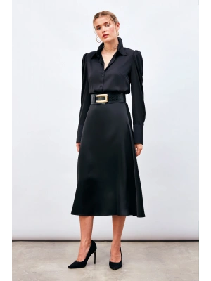 Midi Boy Saten Etek - SİYAH