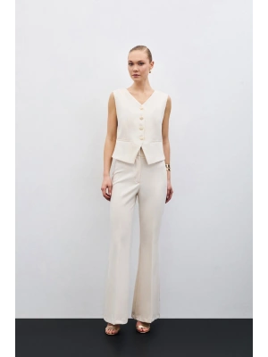 İspanyol Paça Pantolon - Bej