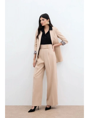 Bel Detaylı Pantolon - Bej