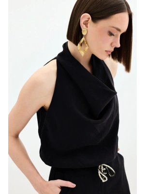 Degaje Yaka Bluz - Siyah