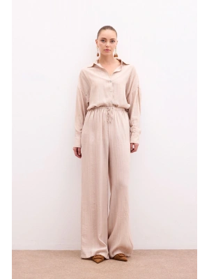 Bel Lastikli Pantolon - Bej