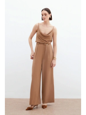 Kemerli Salaş Pantolon - Vizon