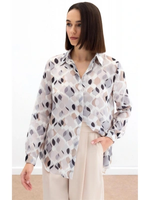 Desenli Klasik Gömlek - Bej