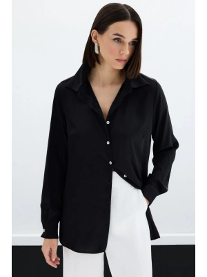 Saten Gömlek - Siyah